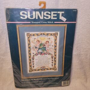 1998 Dimensions Sunset Millennium Message Stamped Angels Cross Stitch Kit 13101